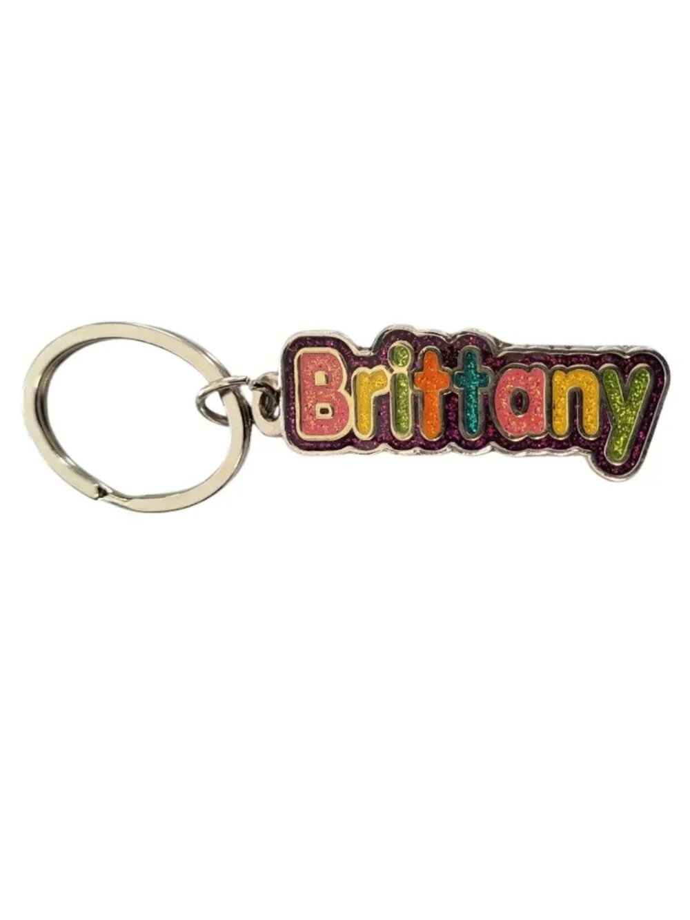 SWIBCO NW0T Colorful Galaxy Keychain Silver Metal Personalized Name BRITTANY